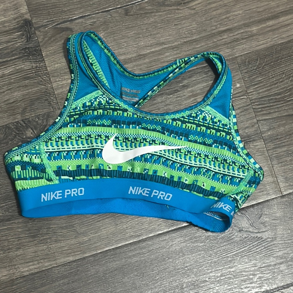 Nike pro Blue and Green Sports Bra